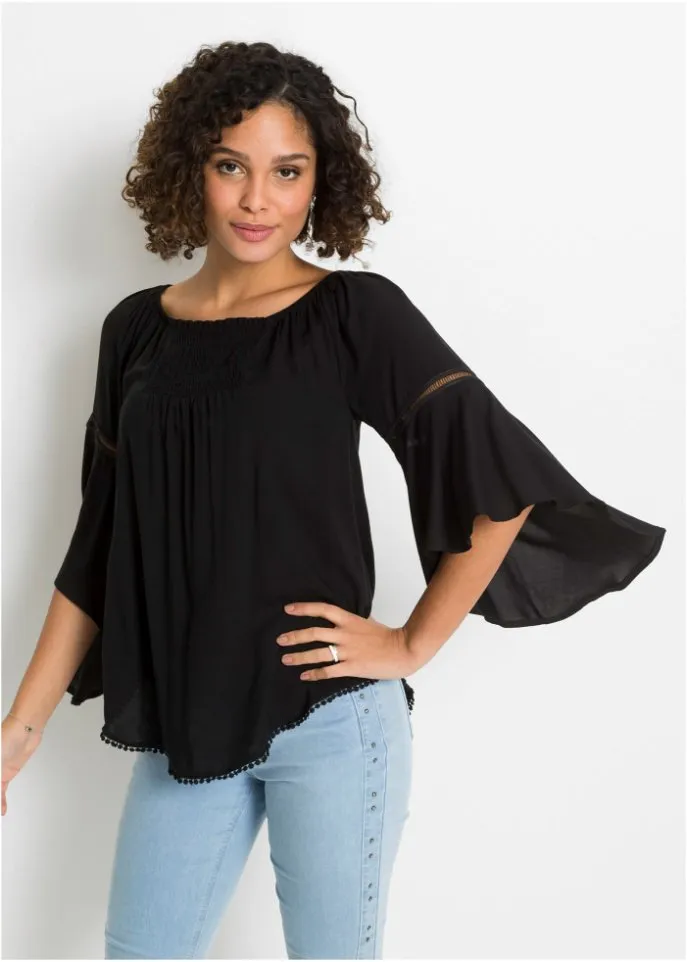 Bodyflirt slip-on blouse, black