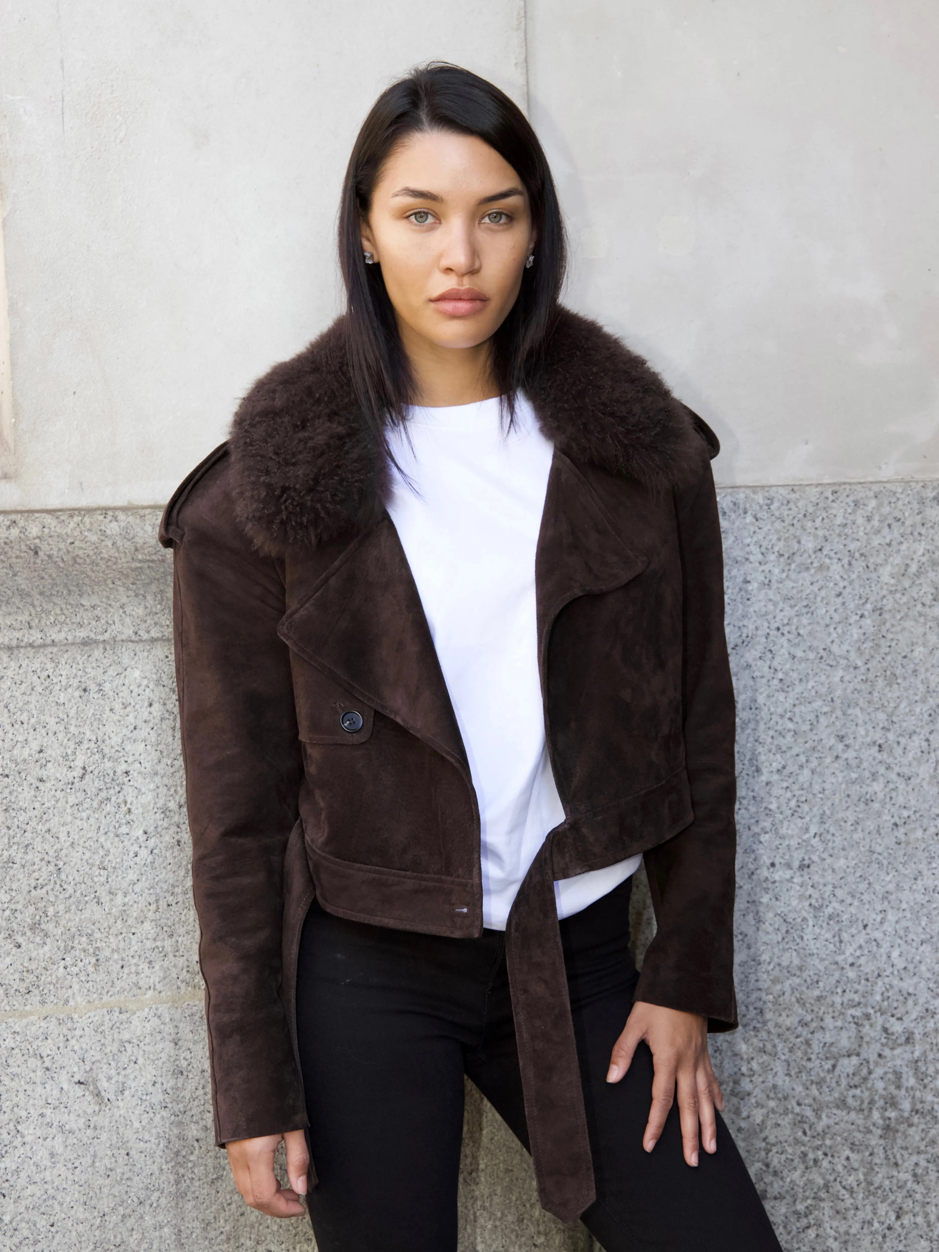 Daria Oversized Jacket Brown Suede