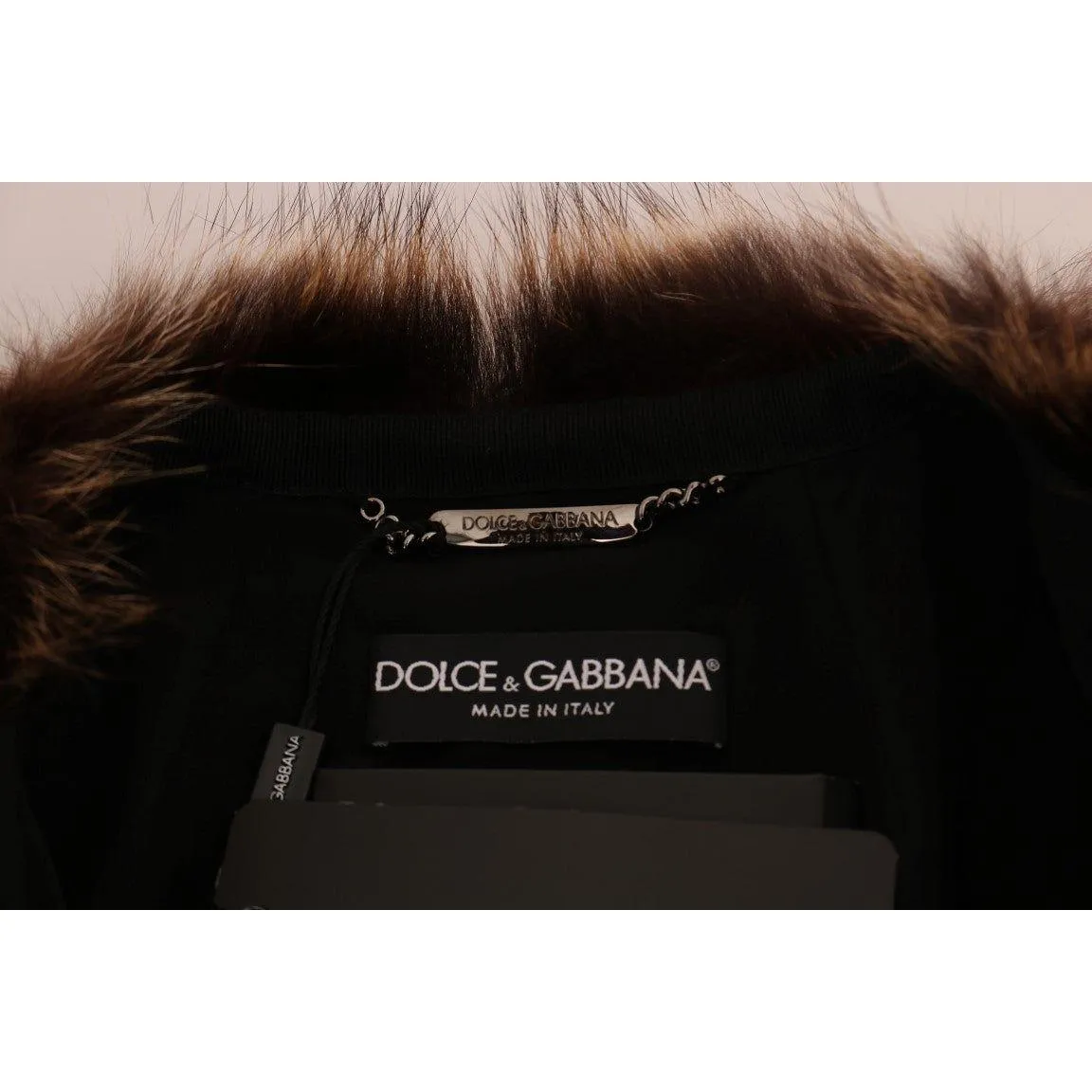 Dolce & Gabbana Elegant Brown Raccoon Fur Knee-Length Coat