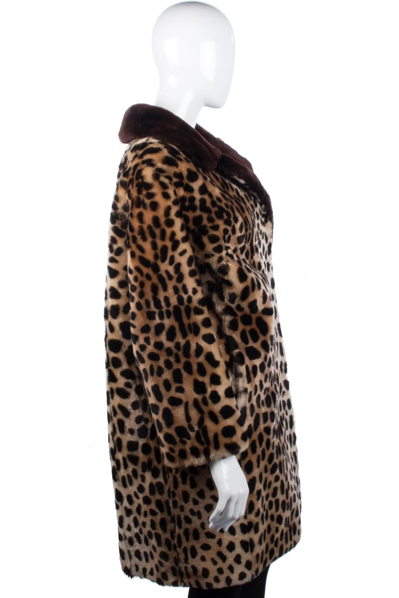 Fantastic Vintage Faux Fur Leopard Print Coat Size 14/16