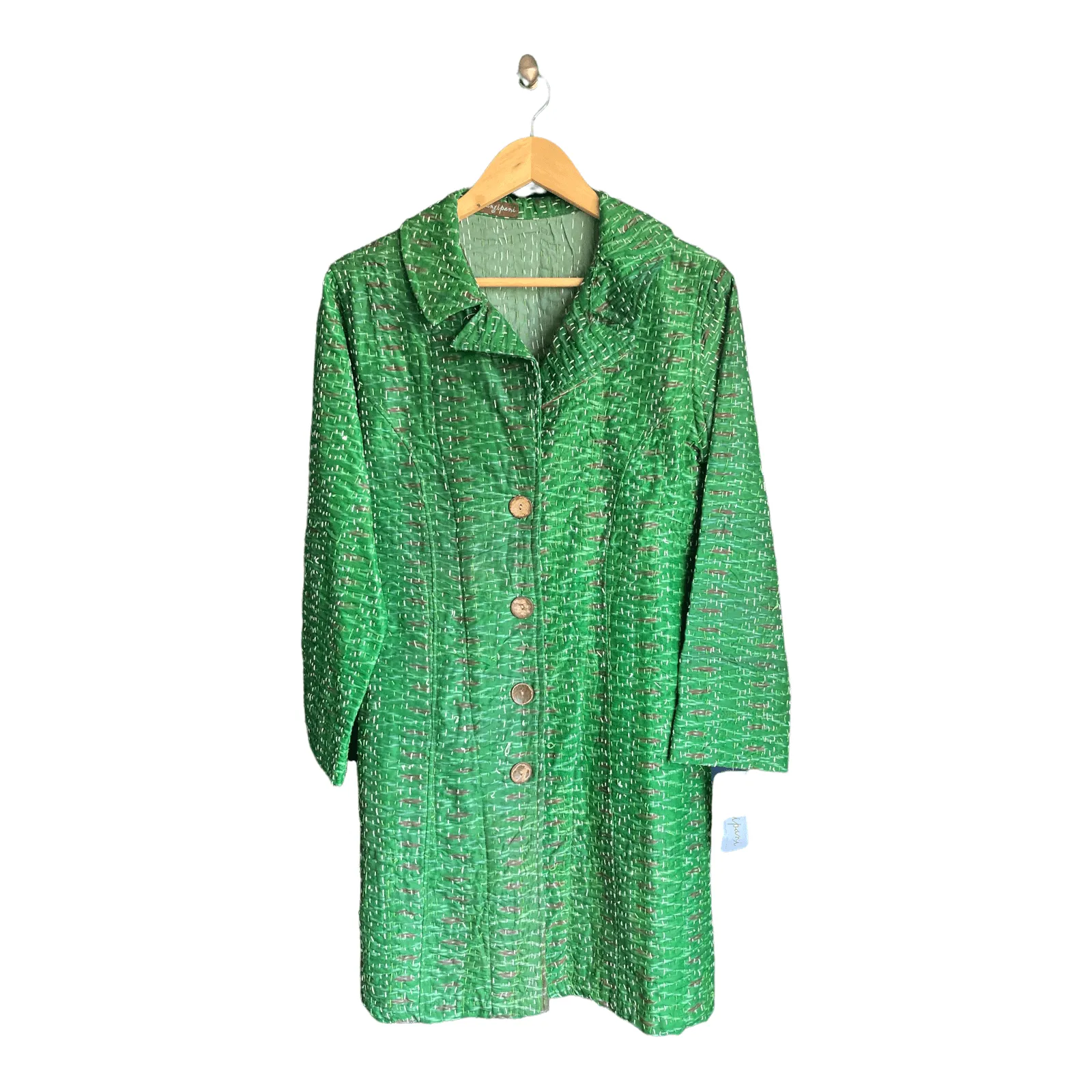 Frangipani Green Multi-Coloured Long Sleeved Coat UK Size 10