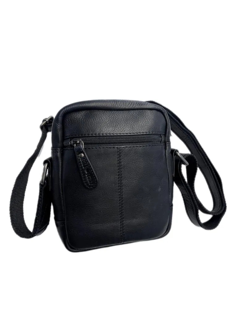 Genuine Leather Shoulder Bag Hill Burry - VB10010- HT-05 - Crossbody Bag-Vintage Leather Black