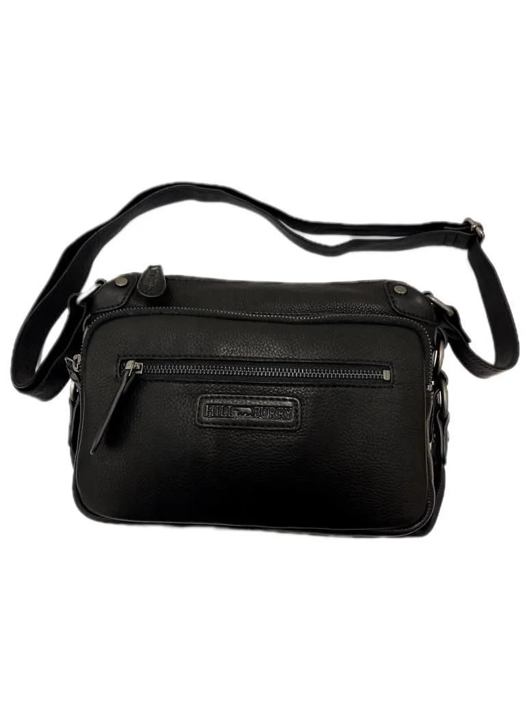 Genuine Leather Shoulder Bag Hill Burry - VB10021-4067- Crossbody Bag - Vintage Leather Black