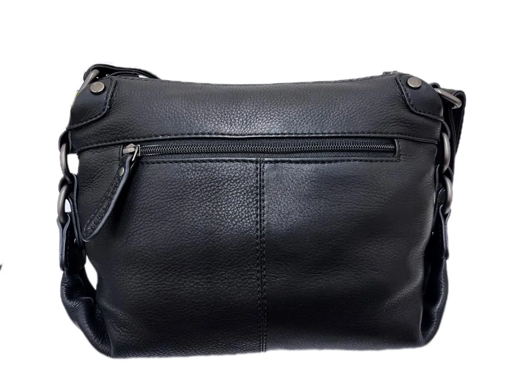 Genuine Leather Shoulder Bag Hill Burry - VB10021-4067- Crossbody Bag - Vintage Leather Black