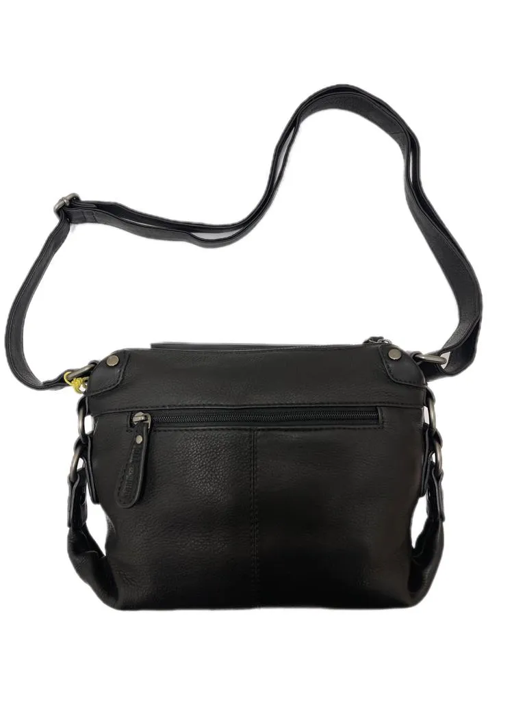 Genuine Leather Shoulder Bag Hill Burry - VB10021-4067- Crossbody Bag - Vintage Leather Black