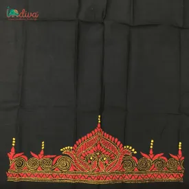 Indiva Black and Red Kantha Stitch Blouse Material