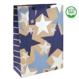 Kraft Blue Stars Gift Bags - Medium, Large & XLarge Sizes Available