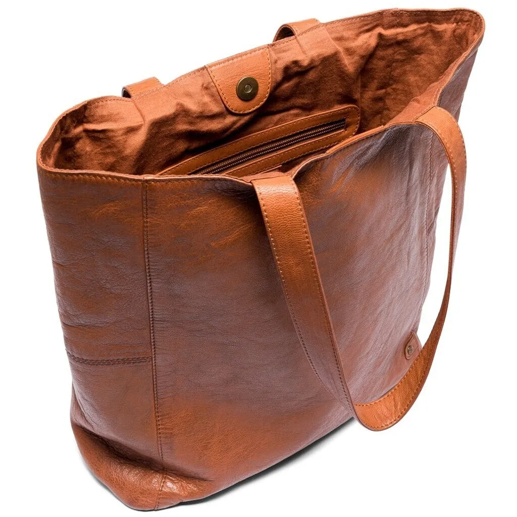 Musthave shopper leatherbag / 13728 - Cognac