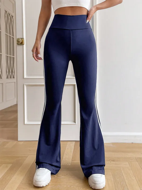 Women's high waist drape wide leg straight bootcut trousers casual pants